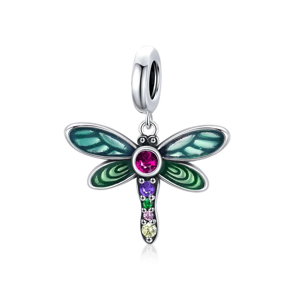 Pandora Style Silver Shiny Dragonfly Dangle - SCC1706