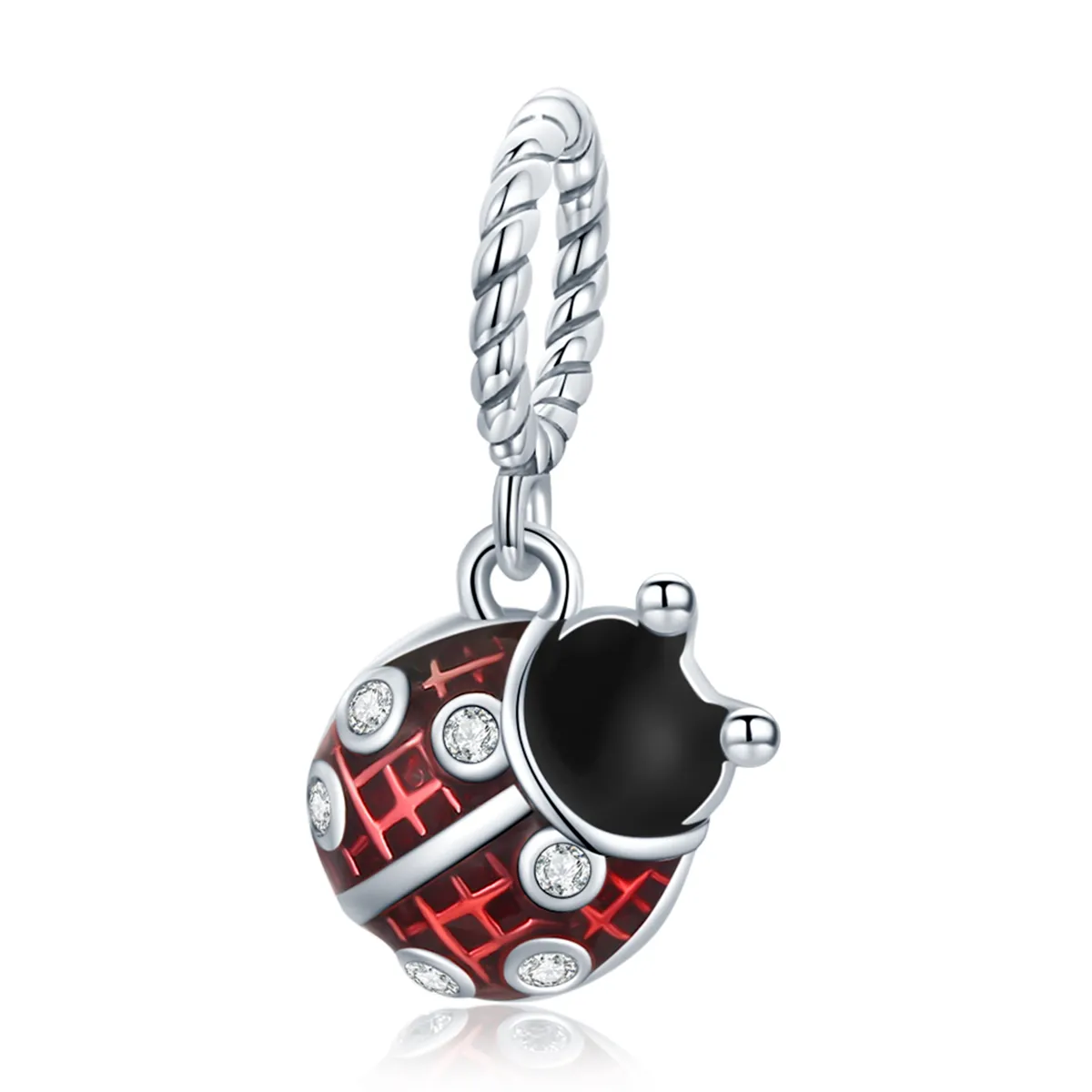 Pandora Style Silver Six-Star Ladybug Dangle - SCC1874