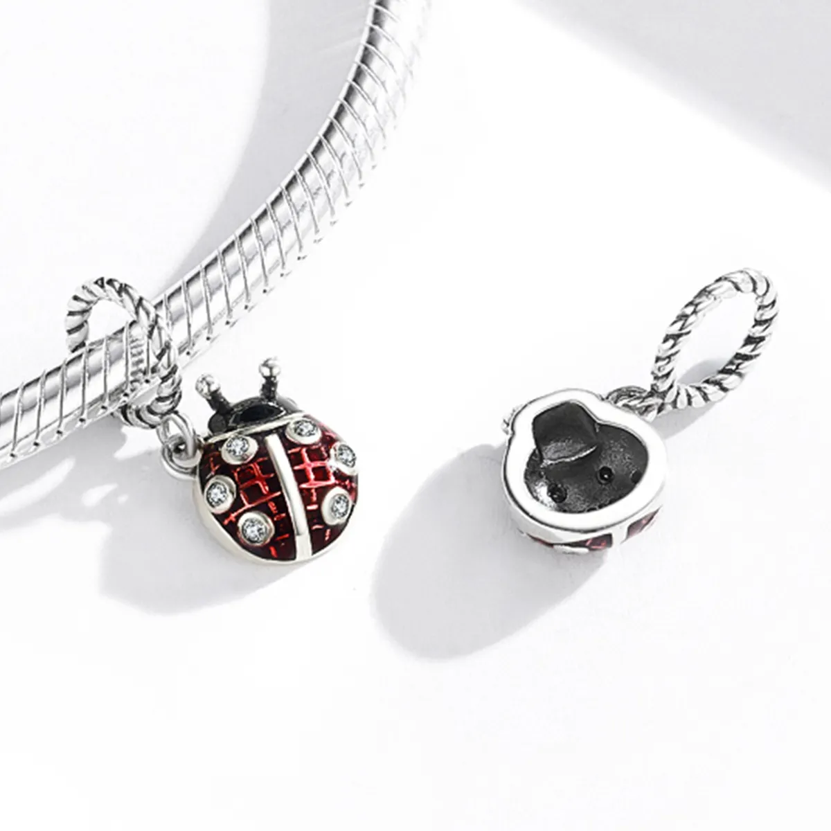 Pandora Style Silver Six-Star Ladybug Dangle - SCC1874