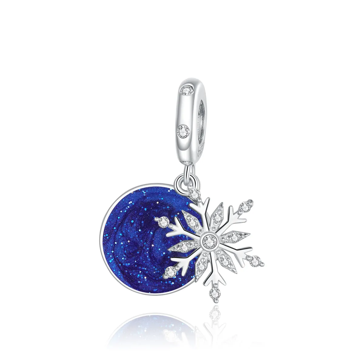 pandora style silver snowy night sky dangle bsc367