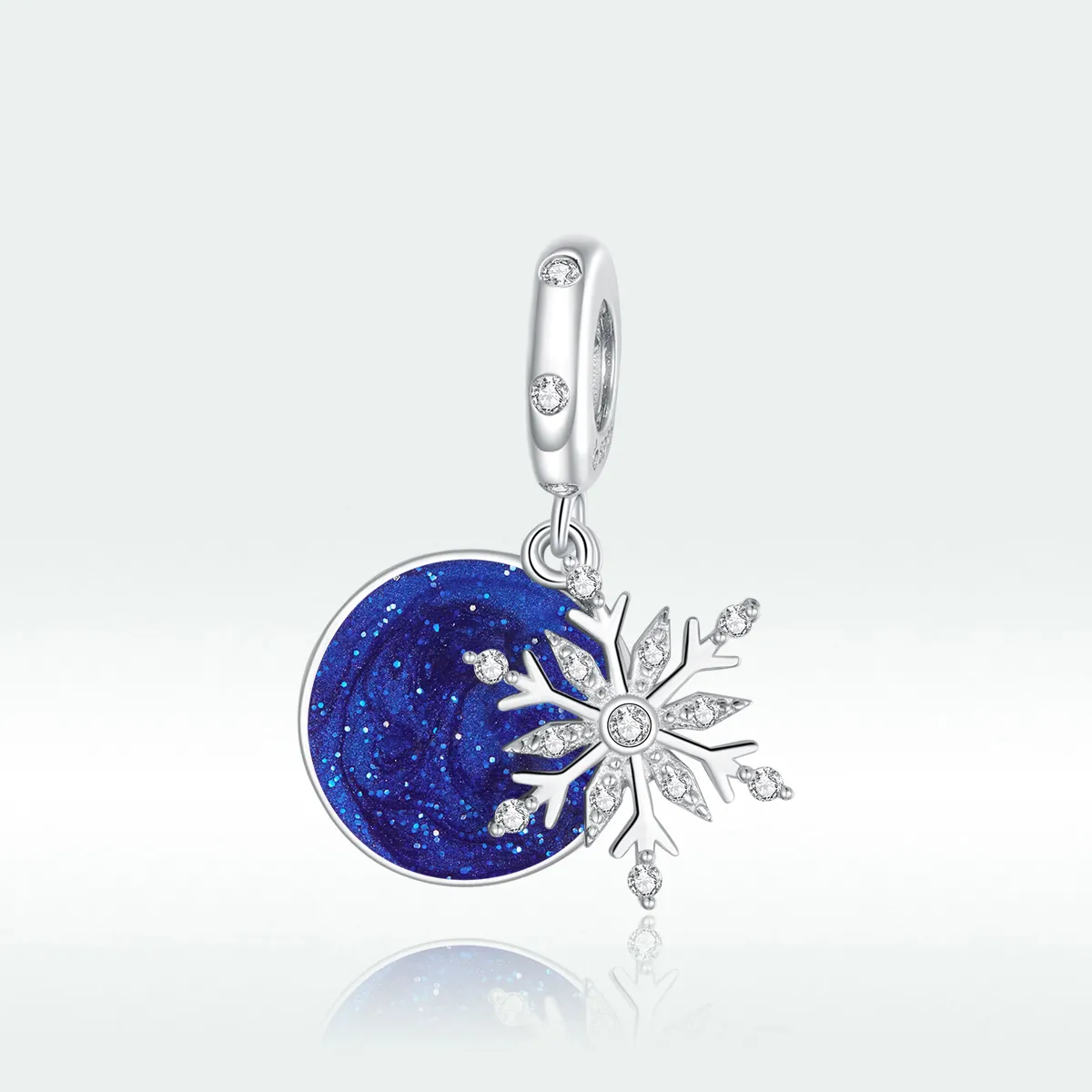 Pandora Style Silver Snowy Night Sky Dangle - BSC367