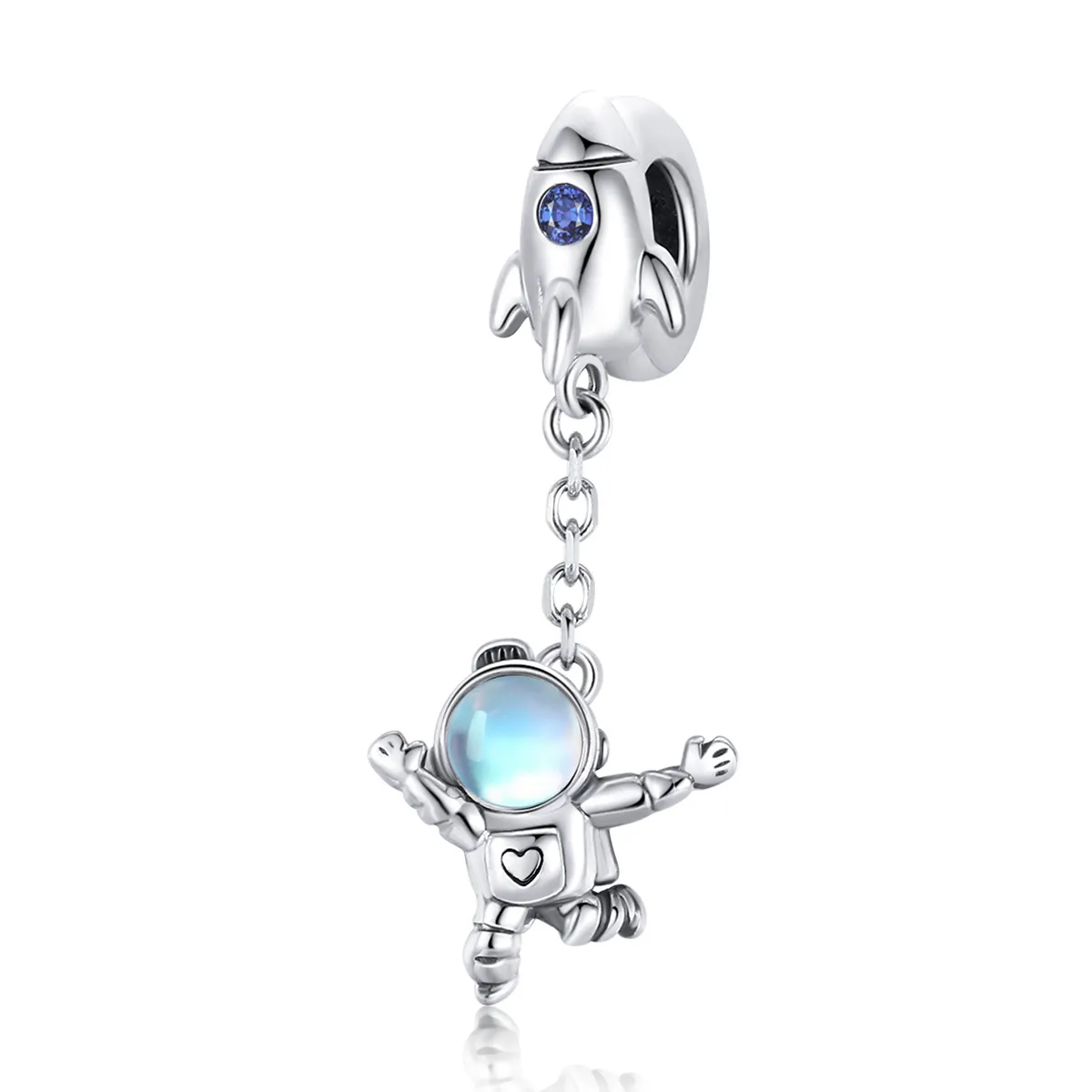 Pandora Style Silver Spaceship & Astronaut Dangle - SCC1695