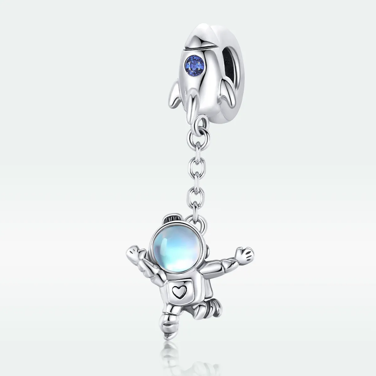 Pandora Style Silver Spaceship & Astronaut Dangle - SCC1695