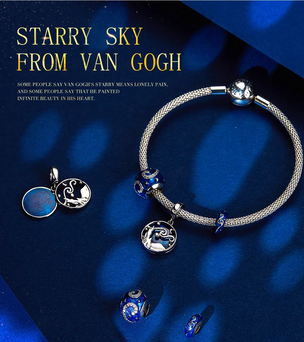 Pandora Style Silver Starry Sky Dangle - SCC1389