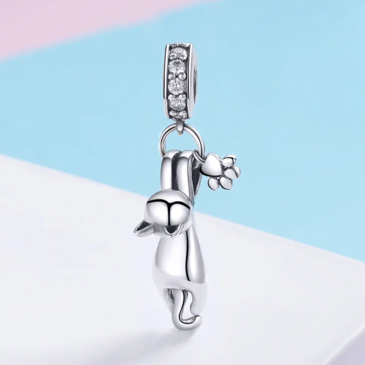 Pandora Style Silver Sticky Cat Dangle - SCC930