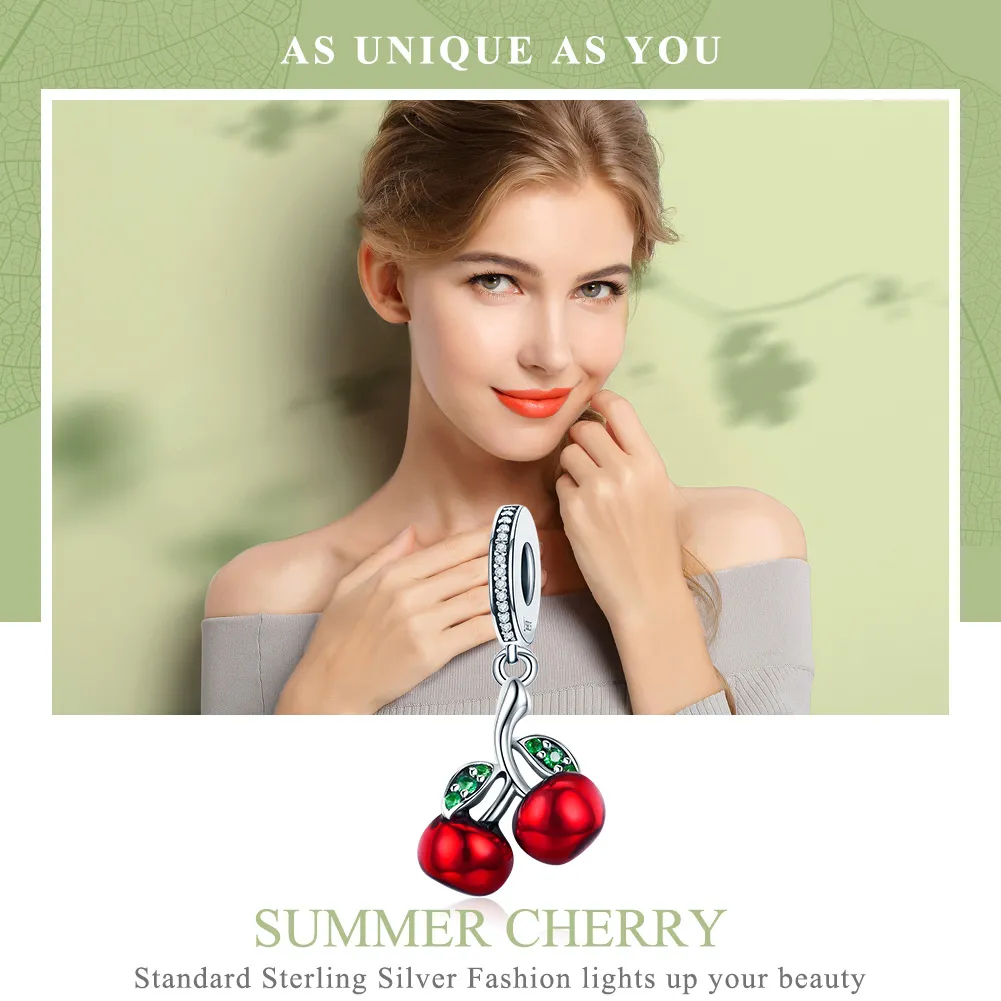 Pandora Style Silver Summer Cherries Dangle - SCC784