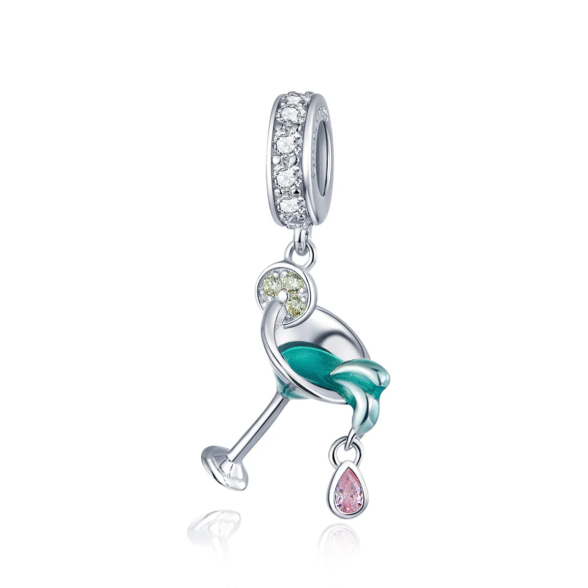 pandora style silver summer cocktail dangle bsc262