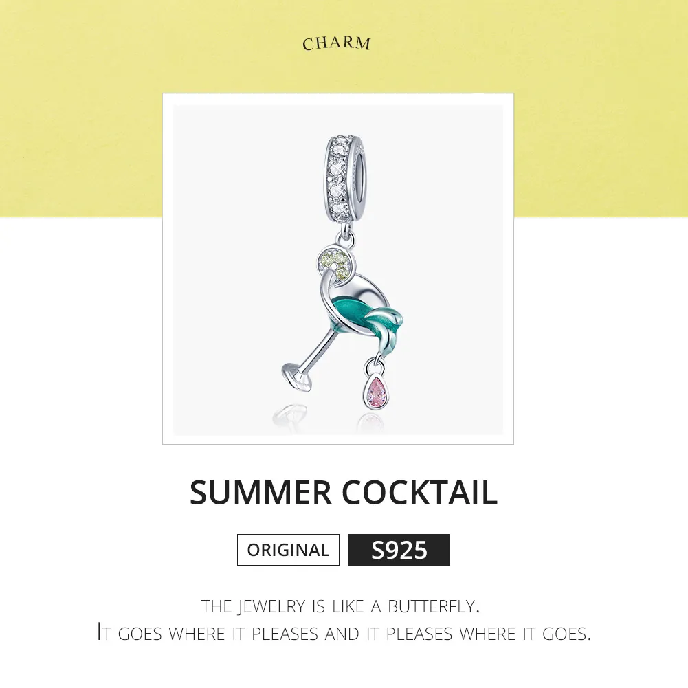 Pandora Style Silver Summer Cocktail Dangle - BSC262