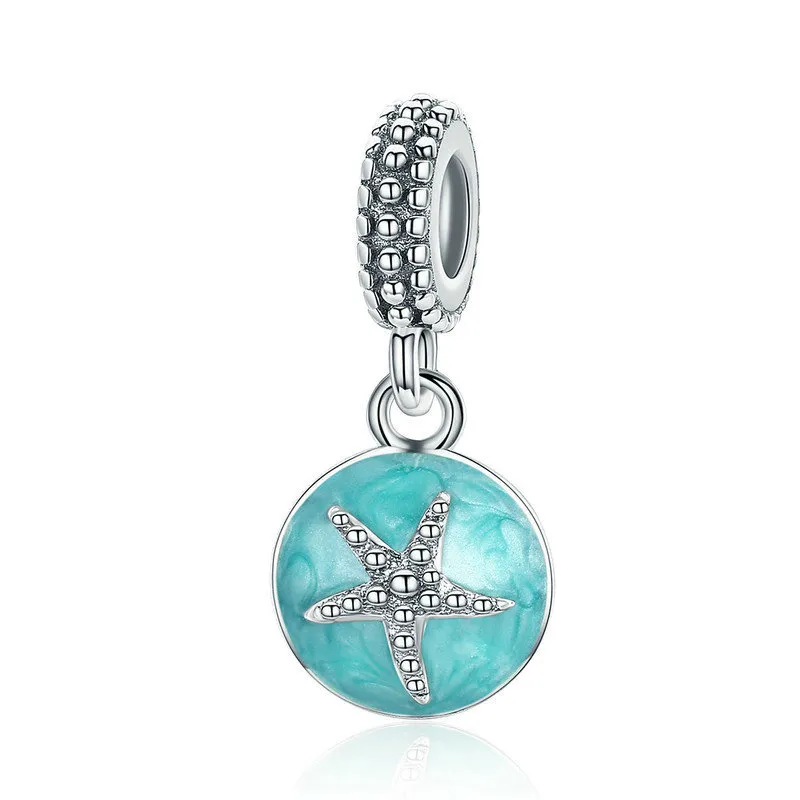 pandora style silver summer style blue sea dangle scc136