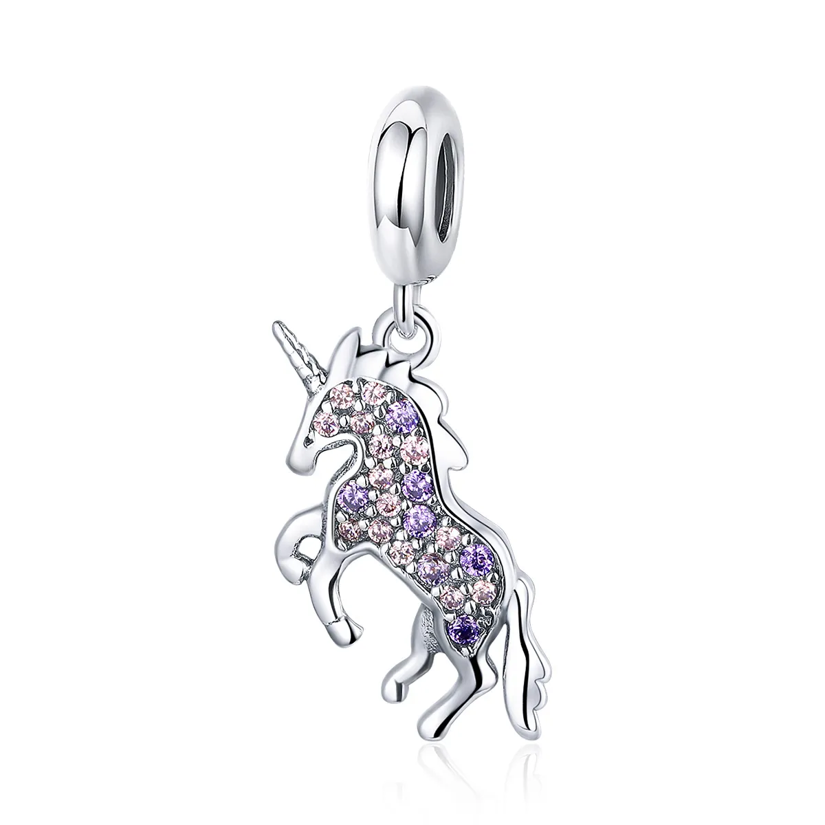 pandora style silver unicorn dangle scc996