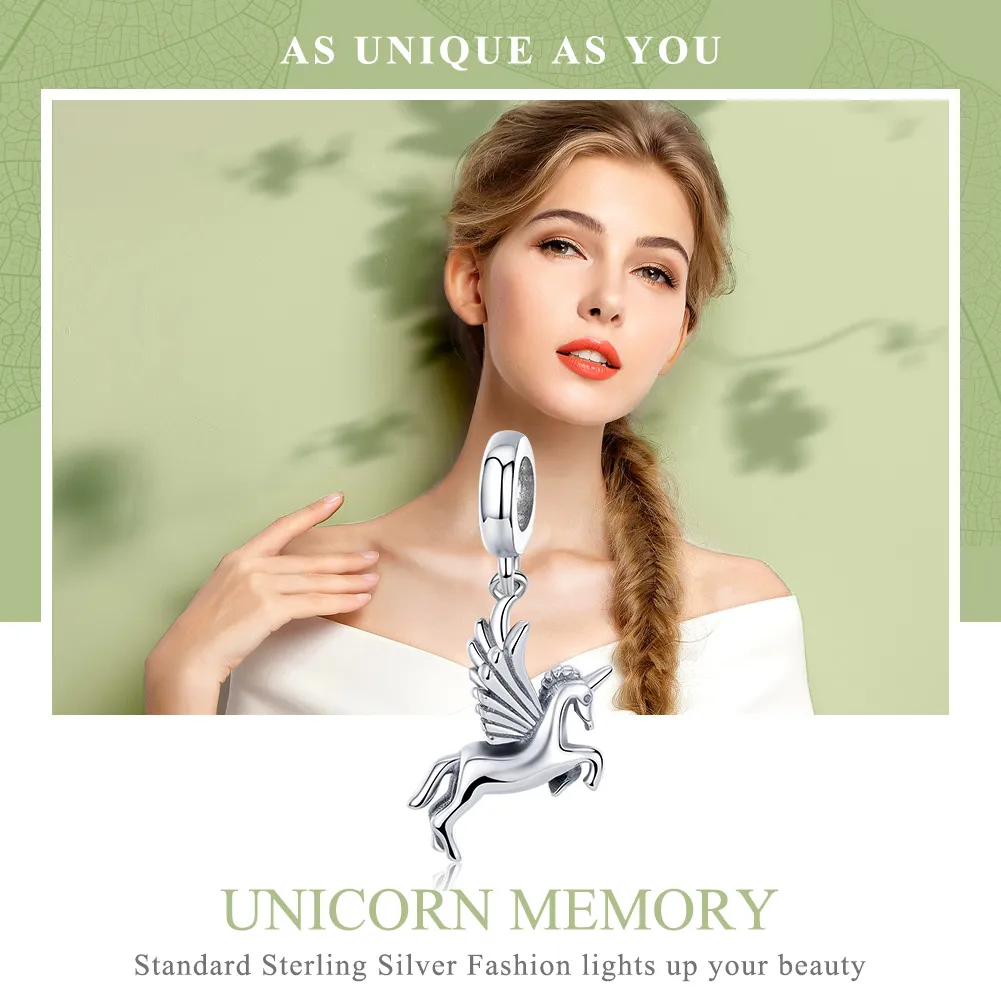 Pandora Style Silver Unicorn Memory Dangle - SCC704