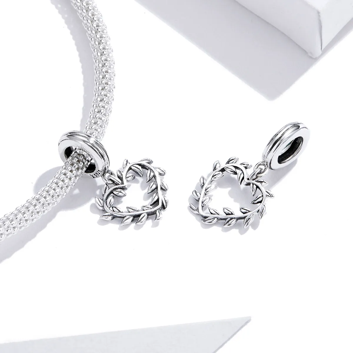 Pandora Style Silver Weave Love Dangle - SCC1520