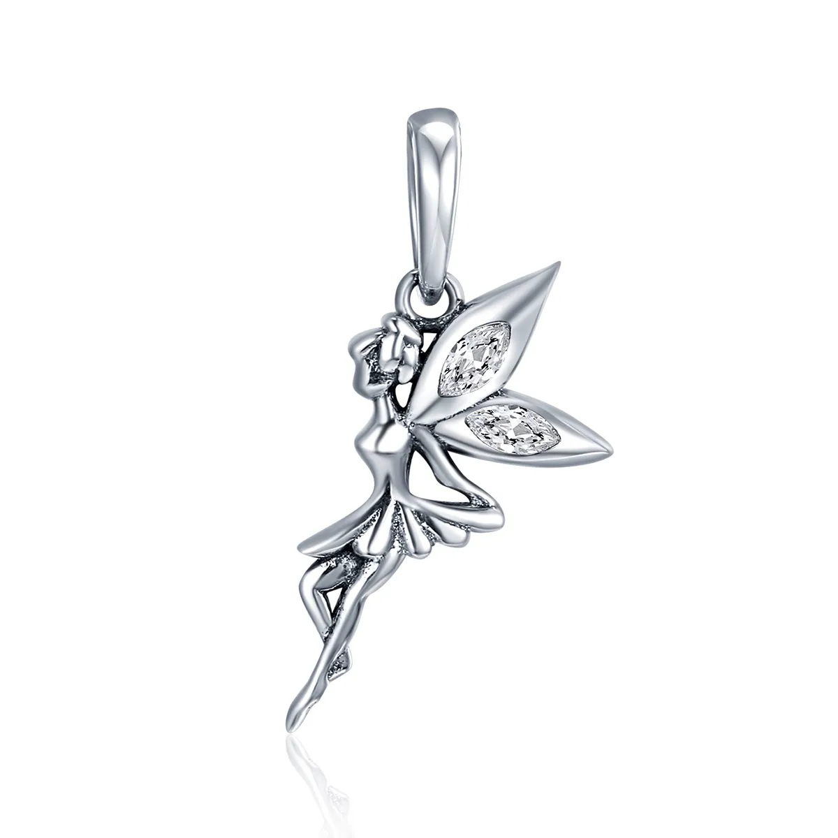 Pandora Style Silver White Flower Fairy Dangle - SCC359