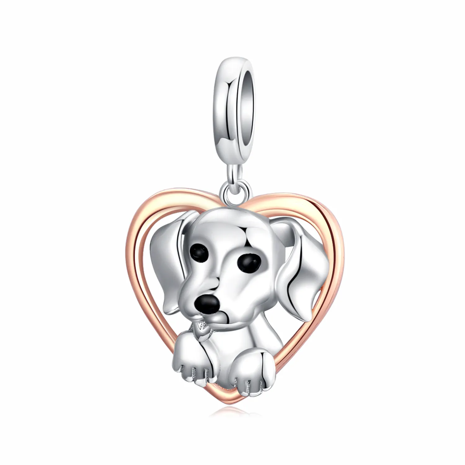 Pandora Style Two Tone Bicolor Labrador Puppy Dangle - SCC1611