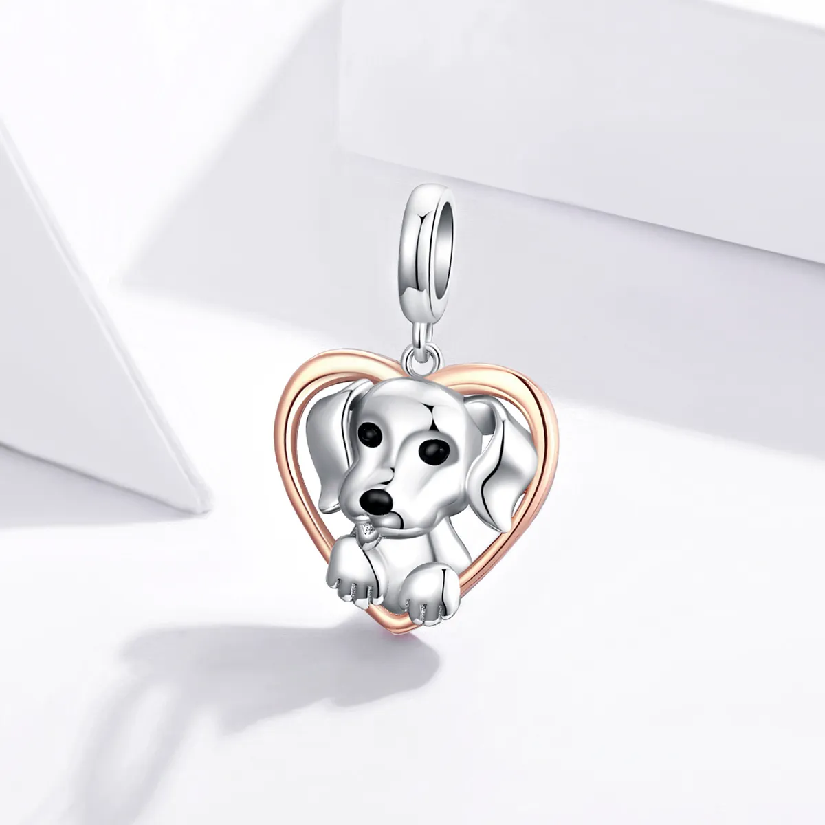 Pandora Style Two Tone Bicolor Labrador Puppy Dangle - SCC1611