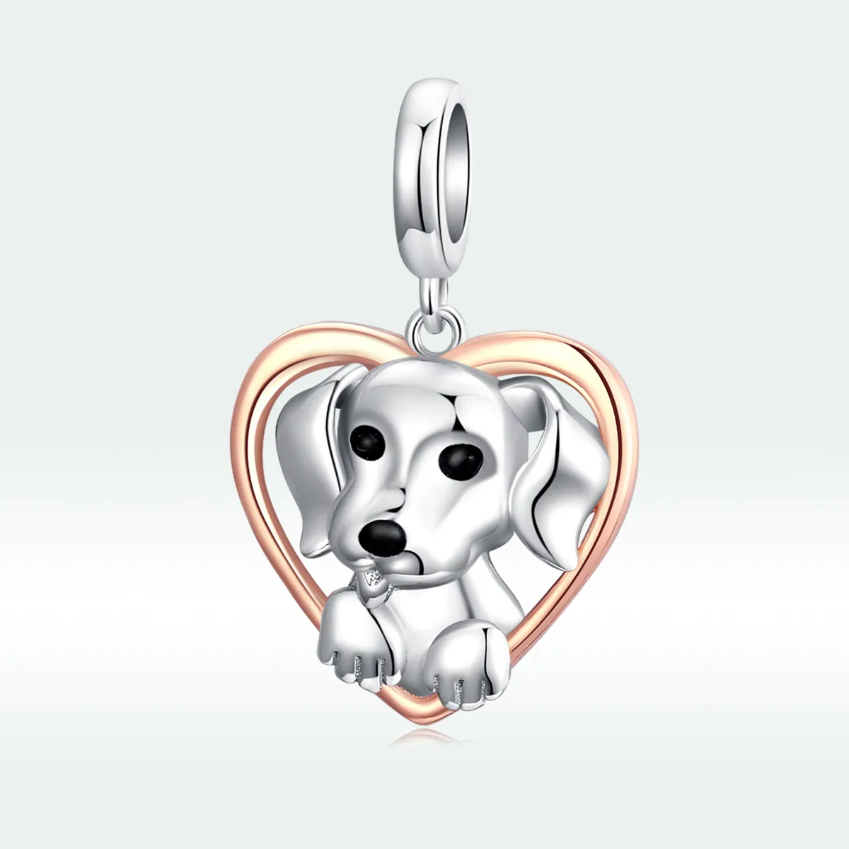 Pandora Style Two Tone Bicolor Labrador Puppy Dangle - SCC1611