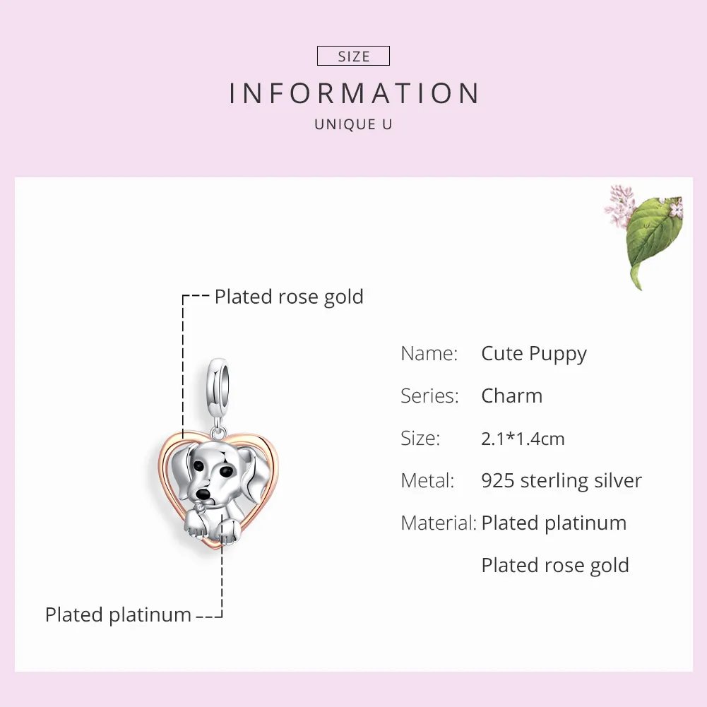 Pandora Style Two Tone Bicolor Labrador Puppy Dangle - SCC1611