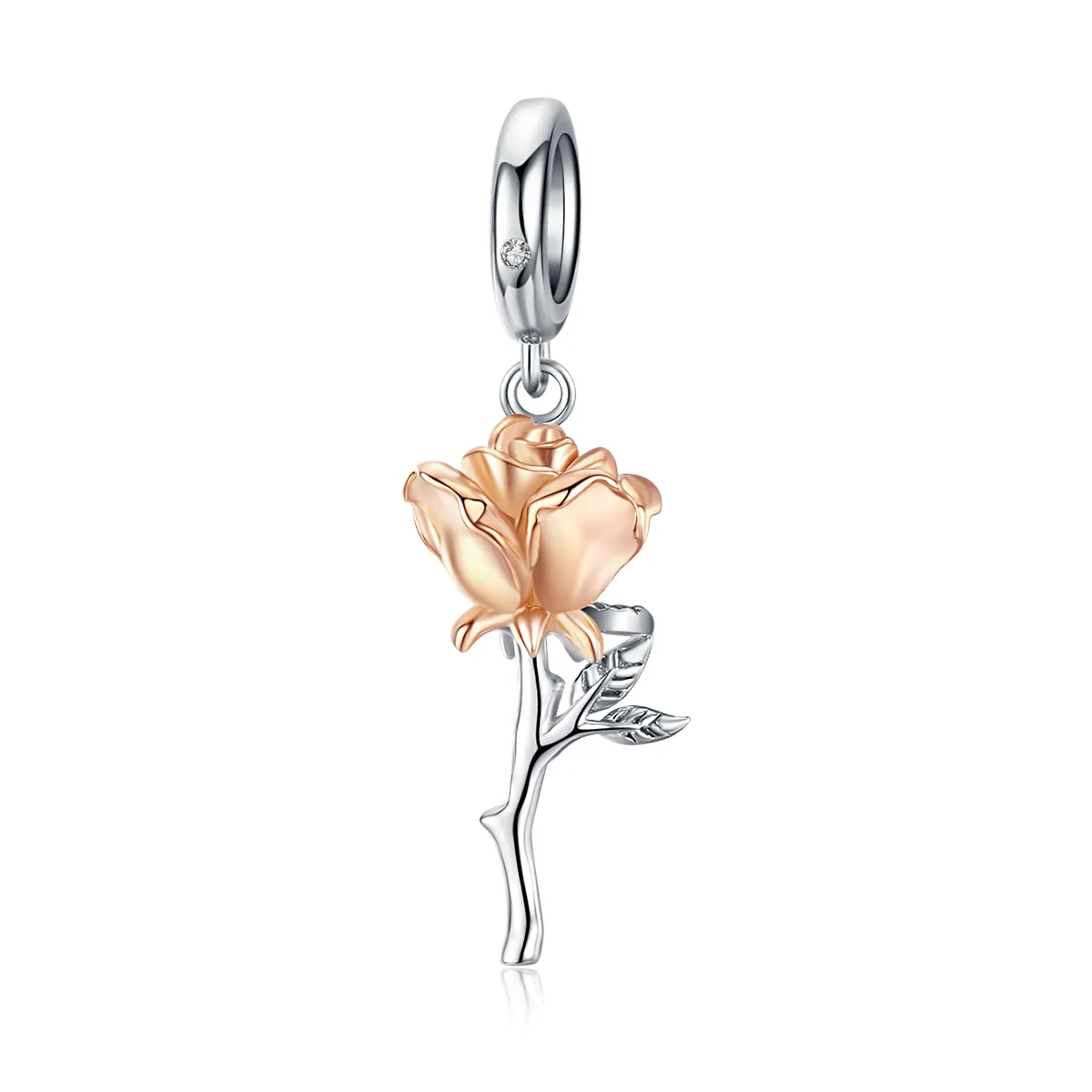 pandora style two tone bicolor lover rose two color flowers dangle bsc145