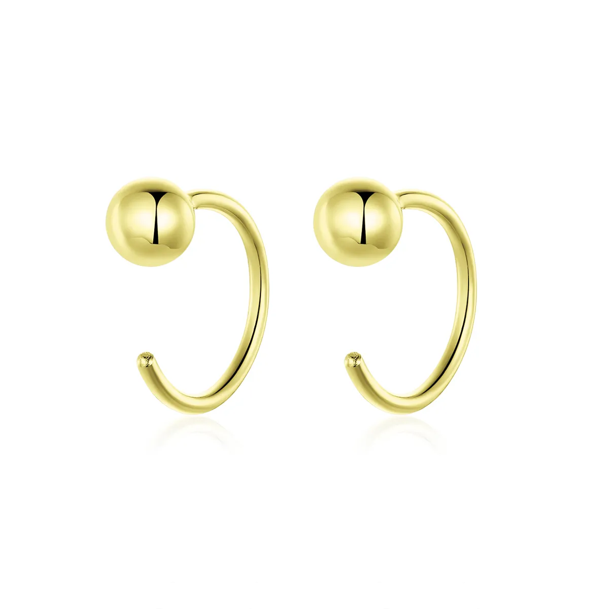 Pandora Style 18ct Gold Plated Ball Hoop Earrings - SCE782-B