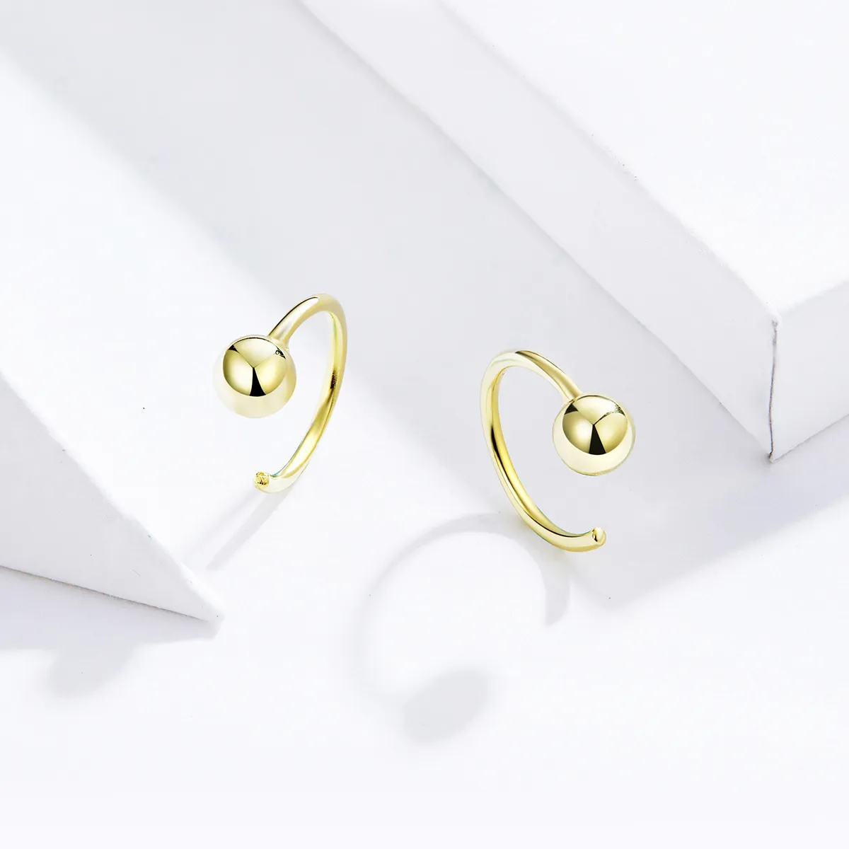 Pandora Style 18ct Gold Plated Ball Hoop Earrings - SCE782-B