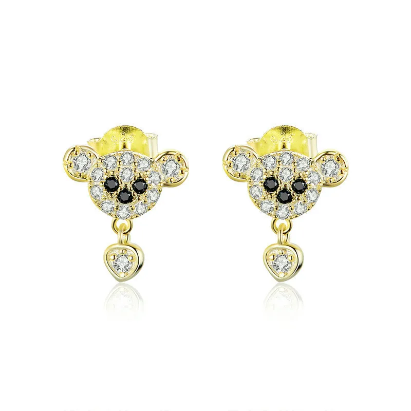 Pandora Style 18ct Gold Plated Cute Bear Stud Earrings - SCE788