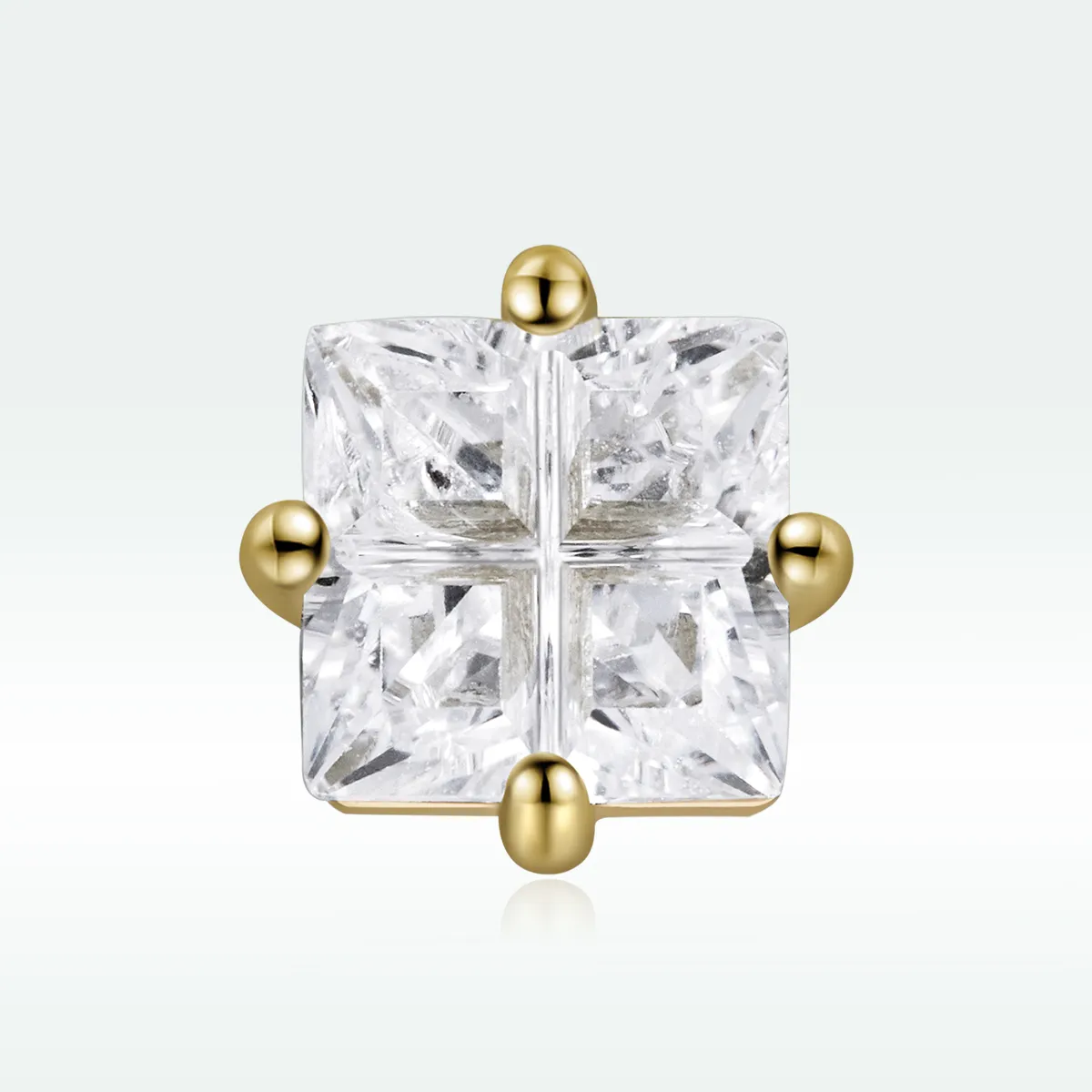 Pandora Style 18ct Gold Plated Princess Square Zirconium Stud Earrings - SCE1090