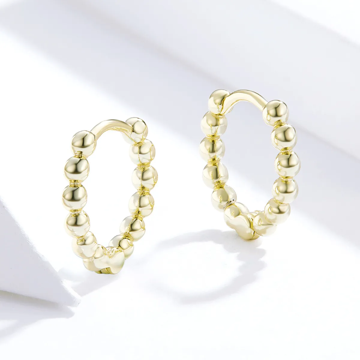 Pandora Style 18ct Gold Plated Small Ball Hoop Earrings - SCE807-B