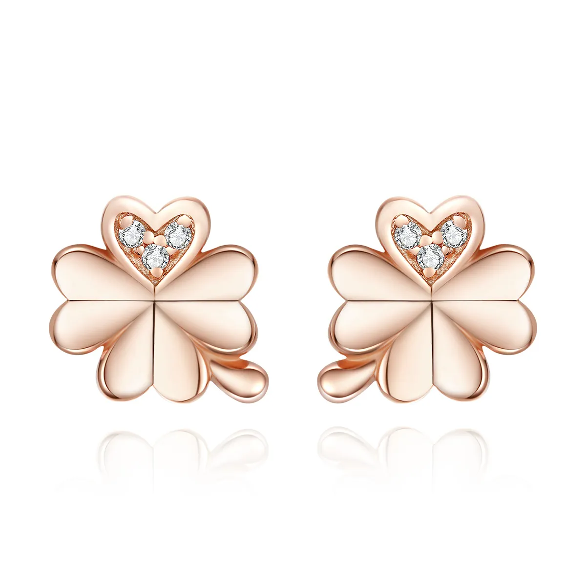 pandora style rose gold clover stud earrings bse233