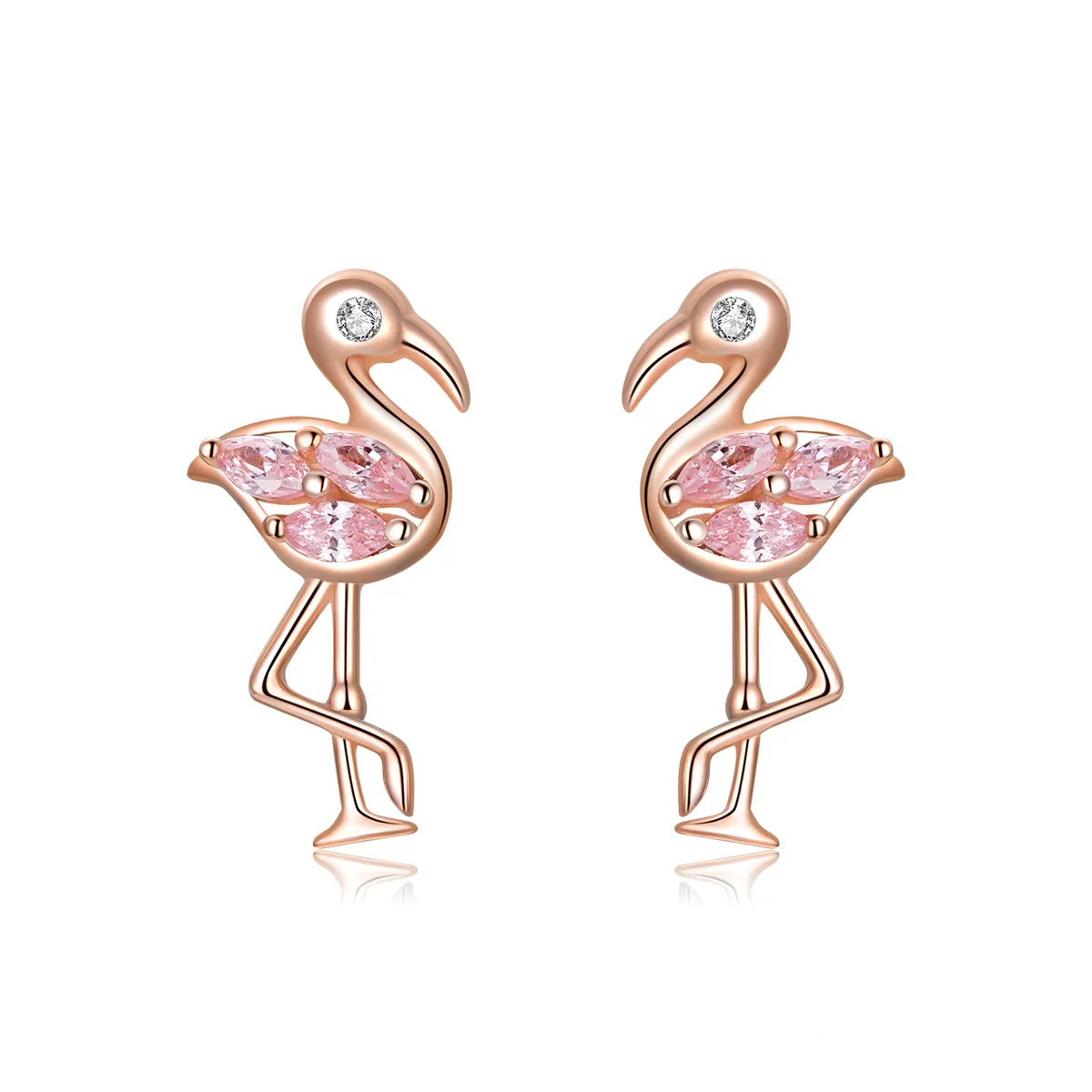 pandora style rose gold flamingos stud earrings bse120