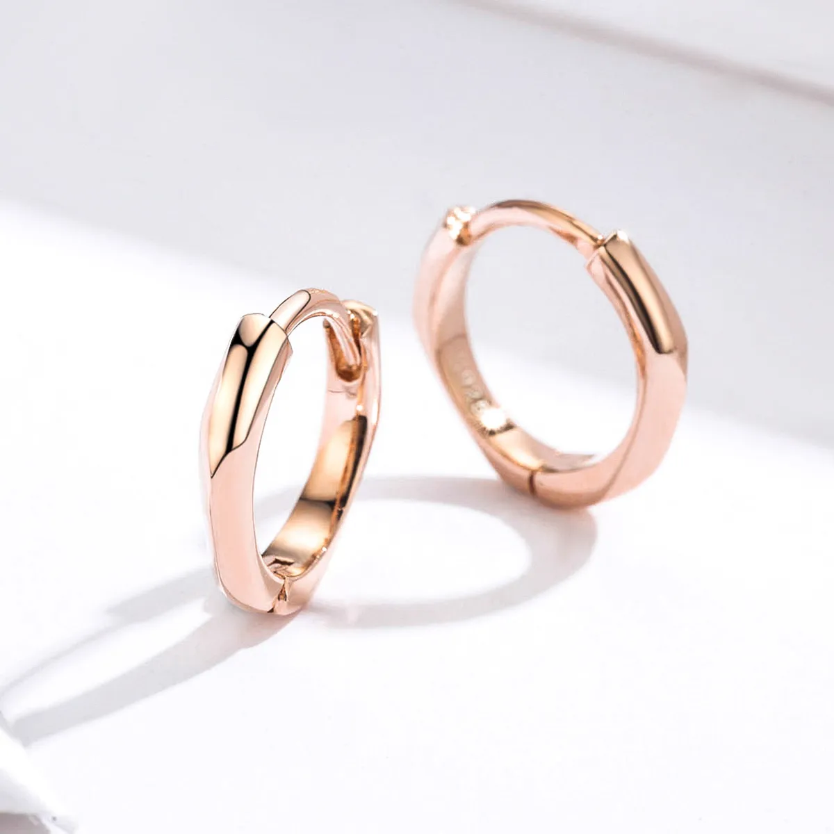 Pandora Style Rose Gold Simple Hoop Earrings - BSE119