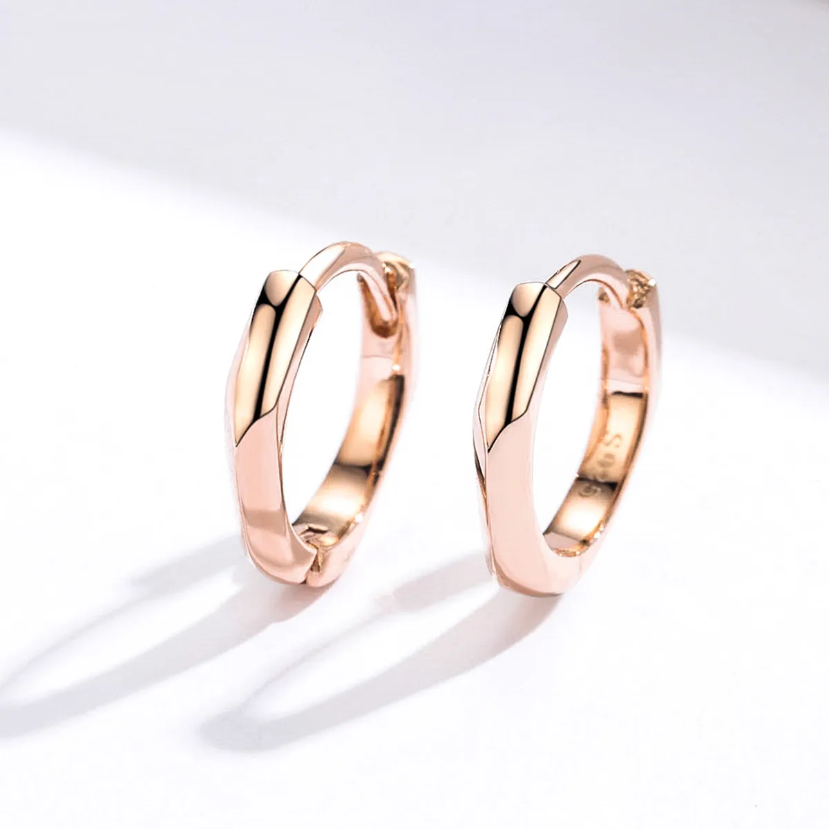 Pandora Style Rose Gold Simple Hoop Earrings - BSE119