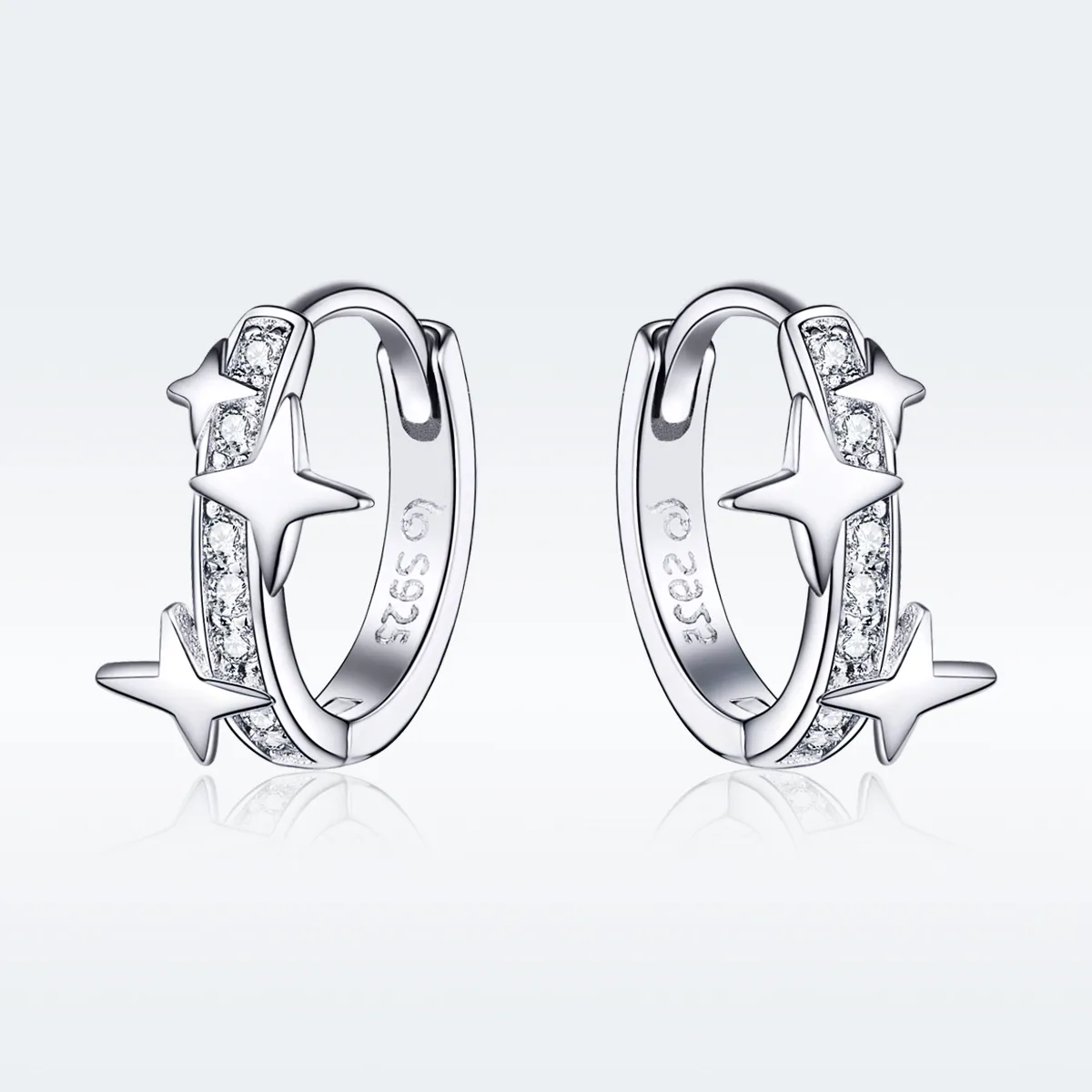 pandora style silver a star of wish hoop earrings bse076