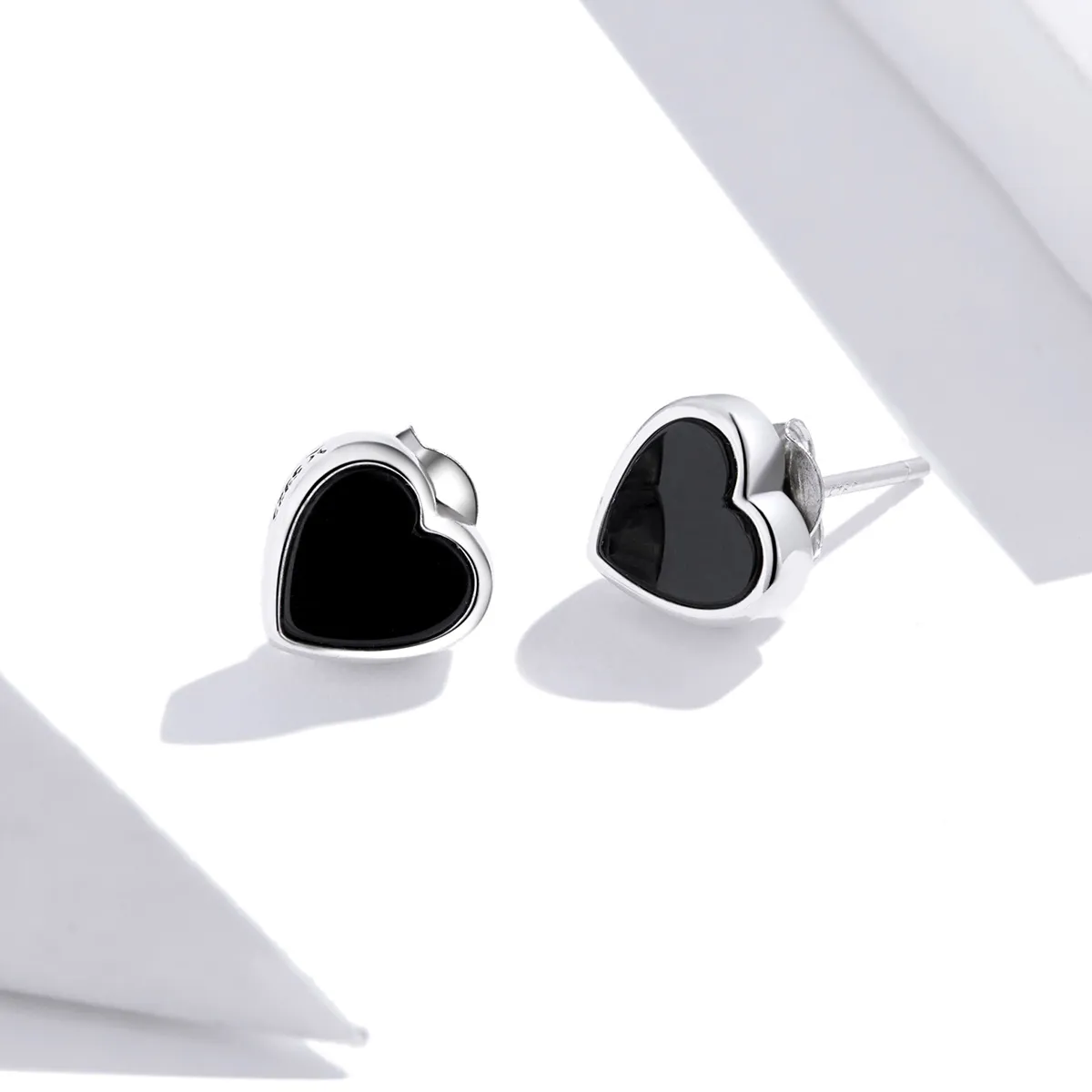 Pandora Style Silver Agate Love Stud Earrings - SCE915