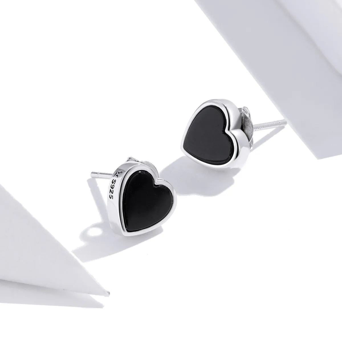 Pandora Style Silver Agate Love Stud Earrings - SCE915