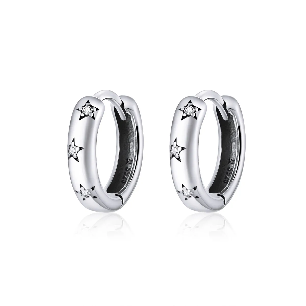 pandora style silver antiallergy stars hoop earrings sce873