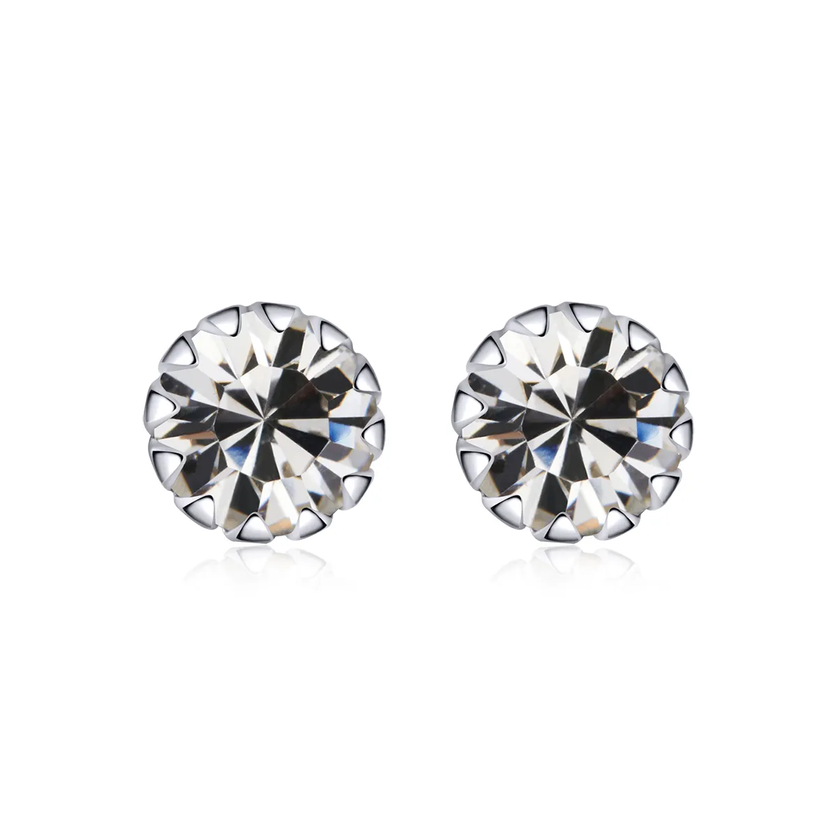 pandora style silver birthstone april stud earrings sce8624