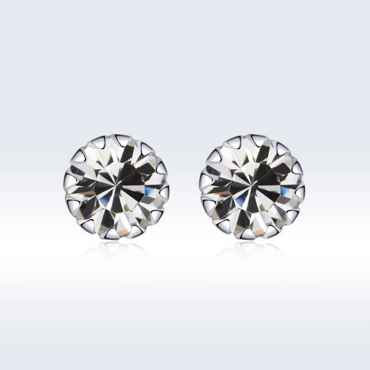 Pandora Style Silver Birthstone April Stud Earrings - SCE862-4