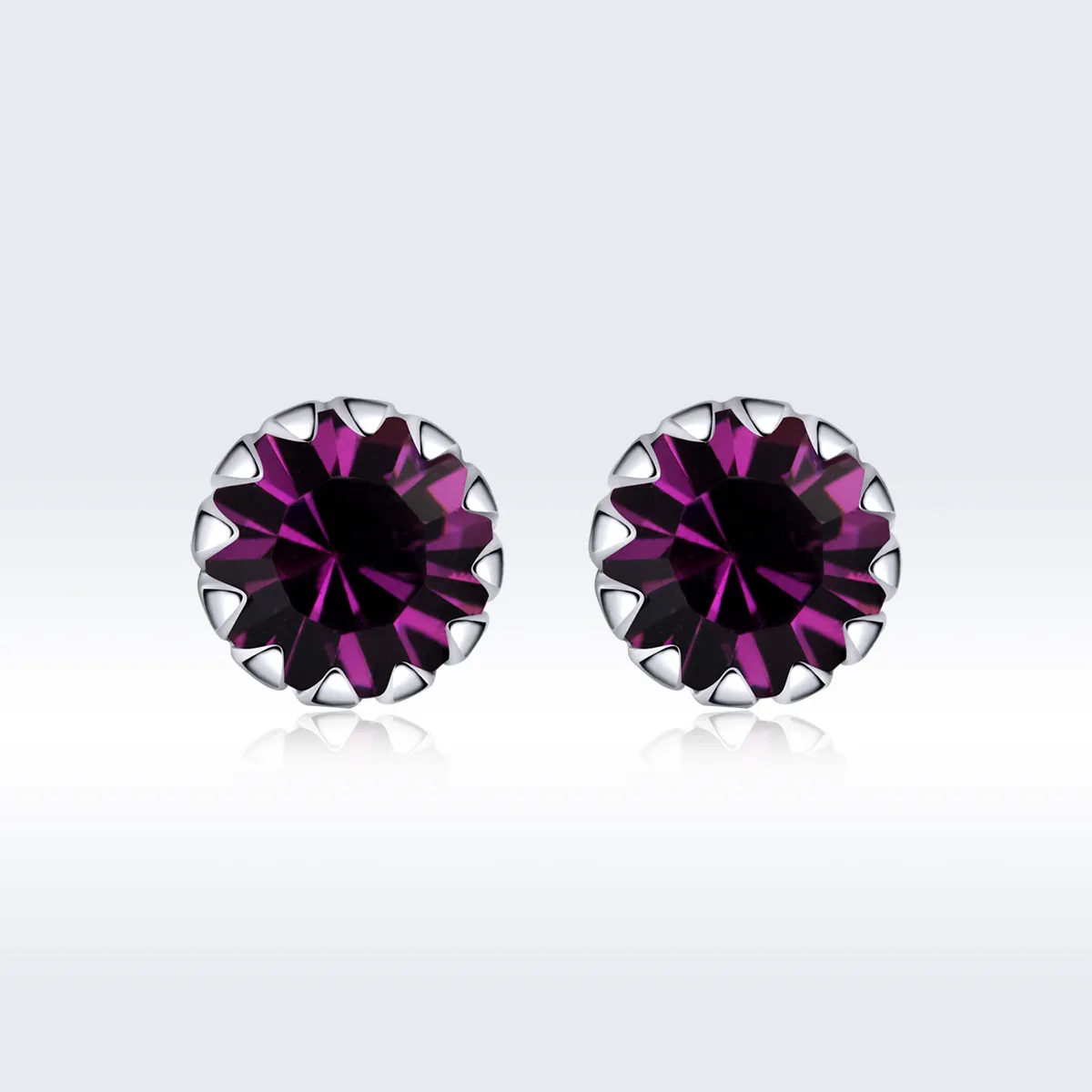 Pandora Style Silver Birthstone February Stud Earrings - SCE862-2