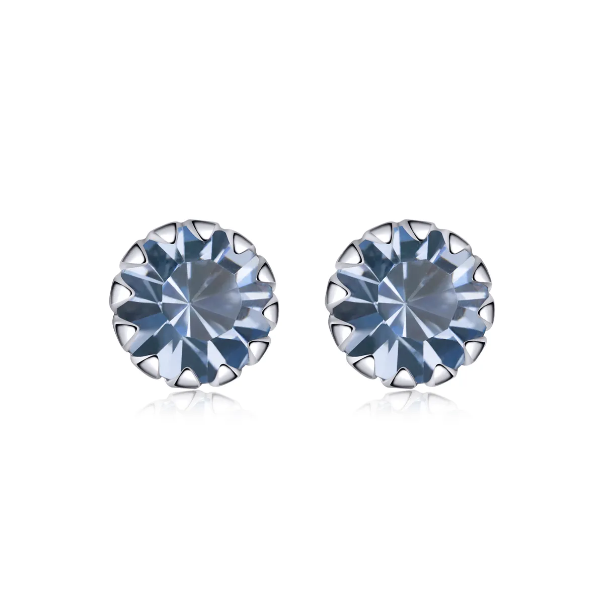 Pandora Style Silver Birthstone March Stud Earrings - SCE862-3