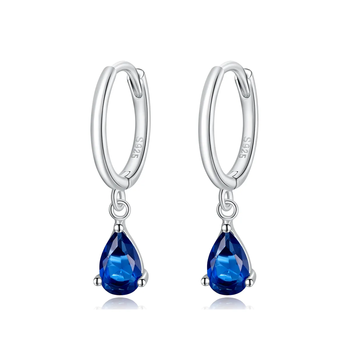 Pandora Style Silver Blue Drop Dangle Earrings - SCE1018-BU