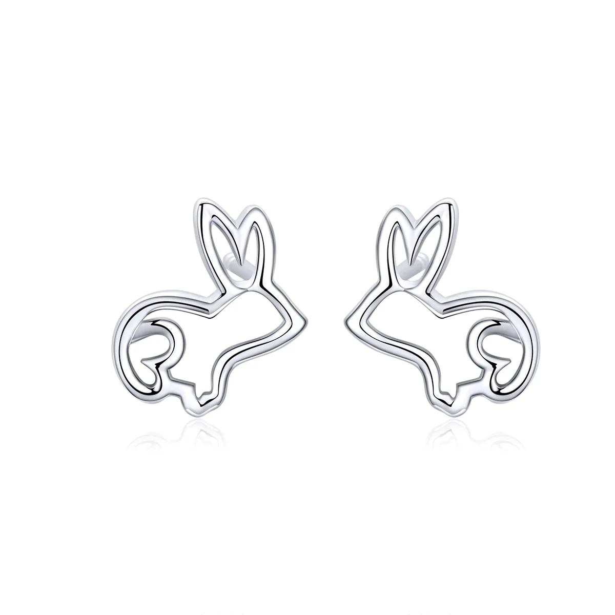 Pandora Style Silver Bunny Stud Earrings - SCE698