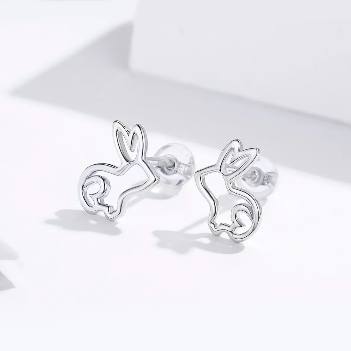 Pandora Style Silver Bunny Stud Earrings - SCE698