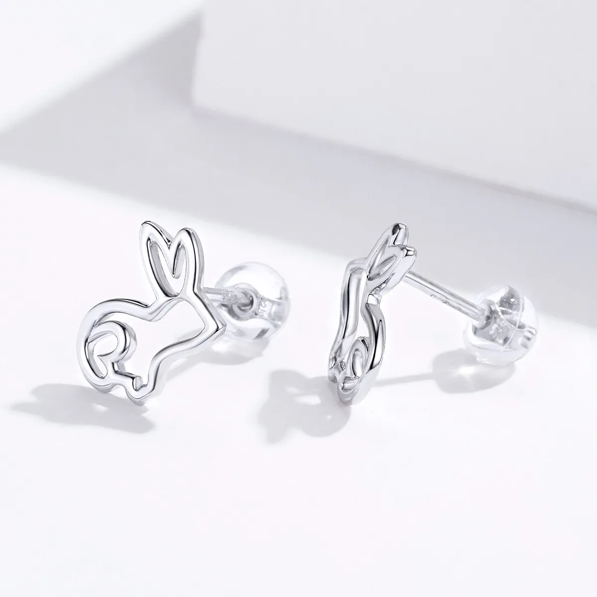 Pandora Style Silver Bunny Stud Earrings - SCE698