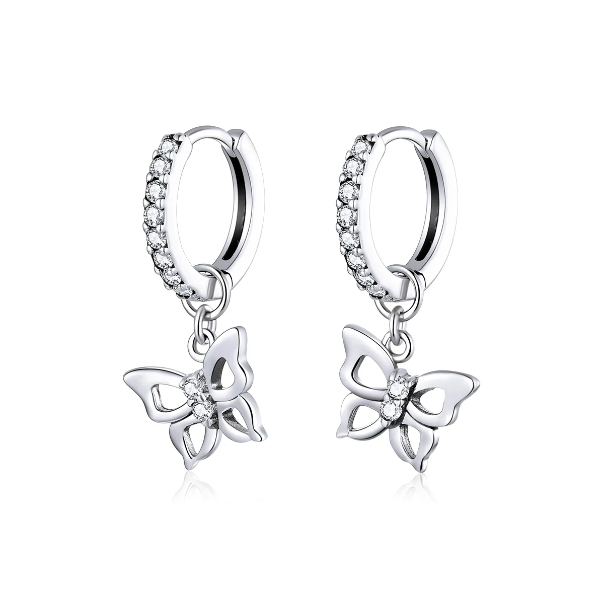 pandora style silver butterfly dangle earrings sce833