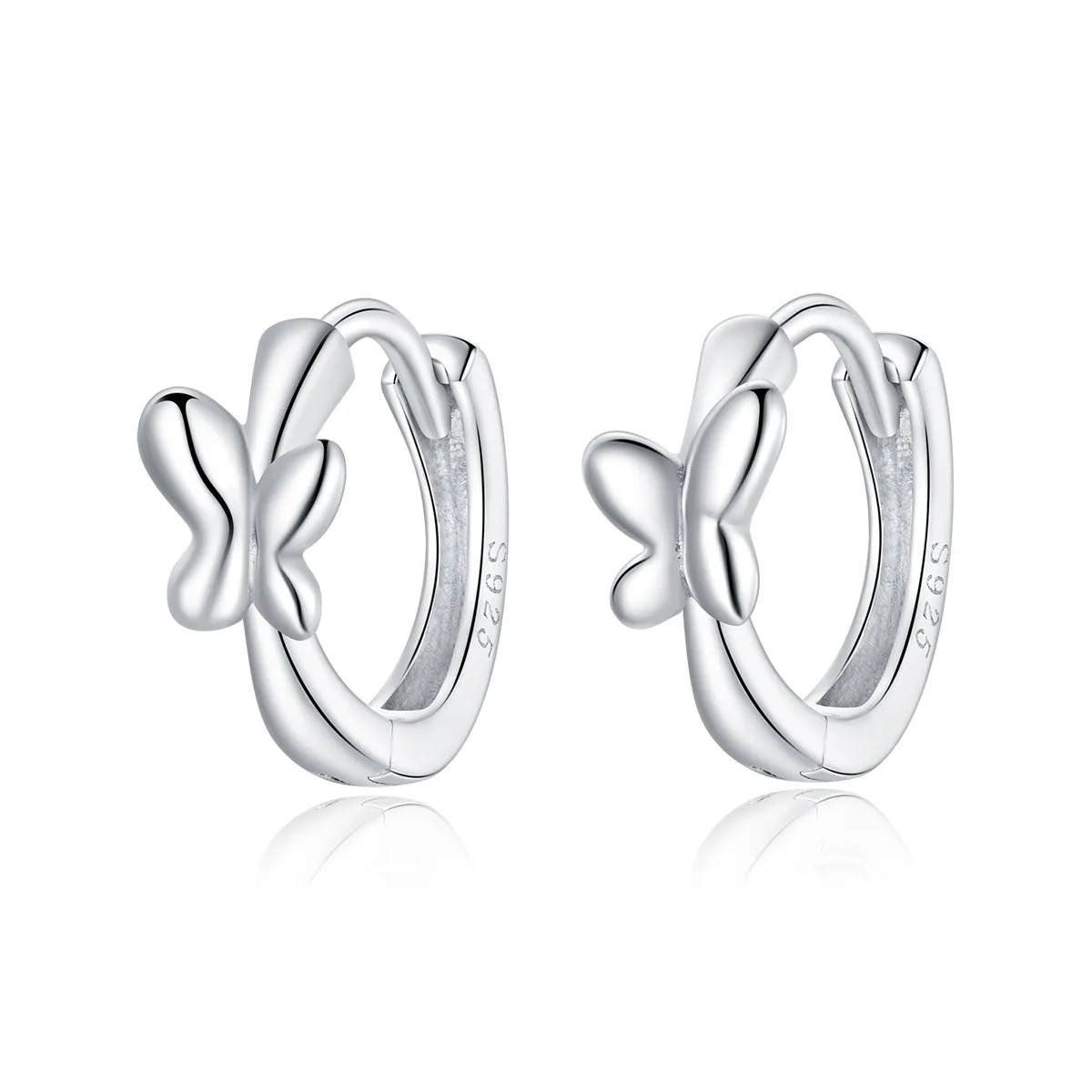 Pandora Style Silver Butterfly Hoop Earrings - SCE1038