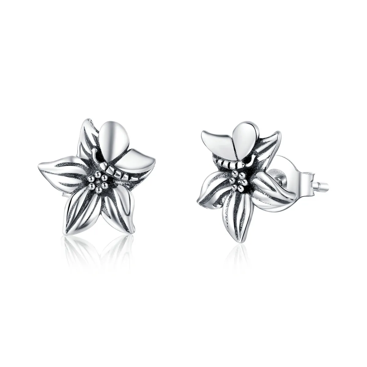 pandora style silver butterfly love flowers stud earrings sce887