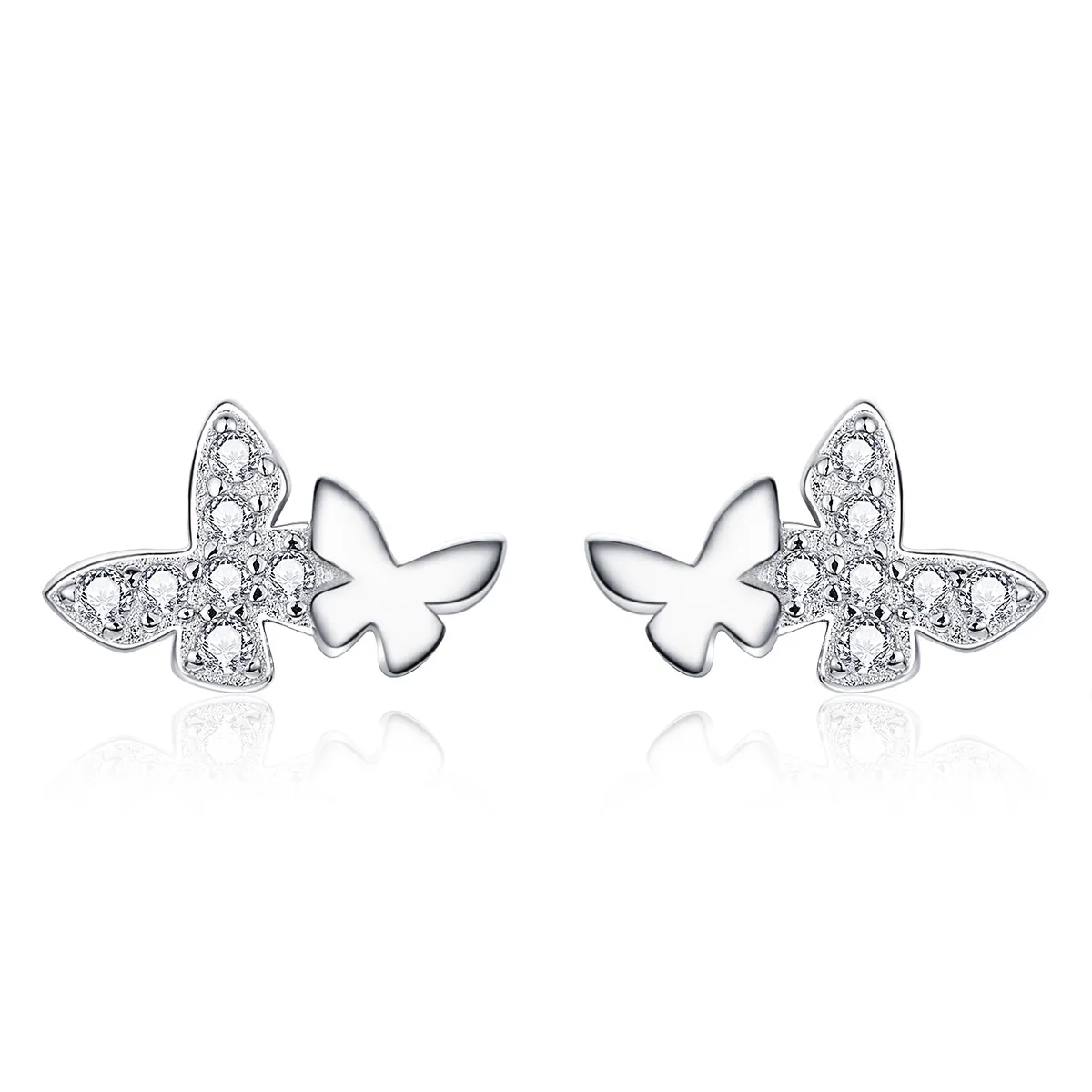 pandora style silver butterfly stud earrings bse236