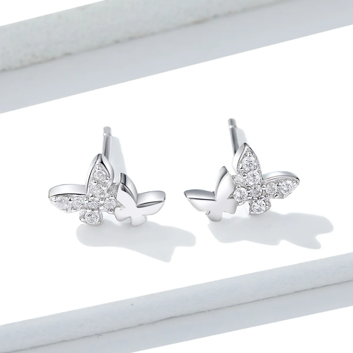 Pandora Style Silver Butterfly Stud Earrings - BSE236