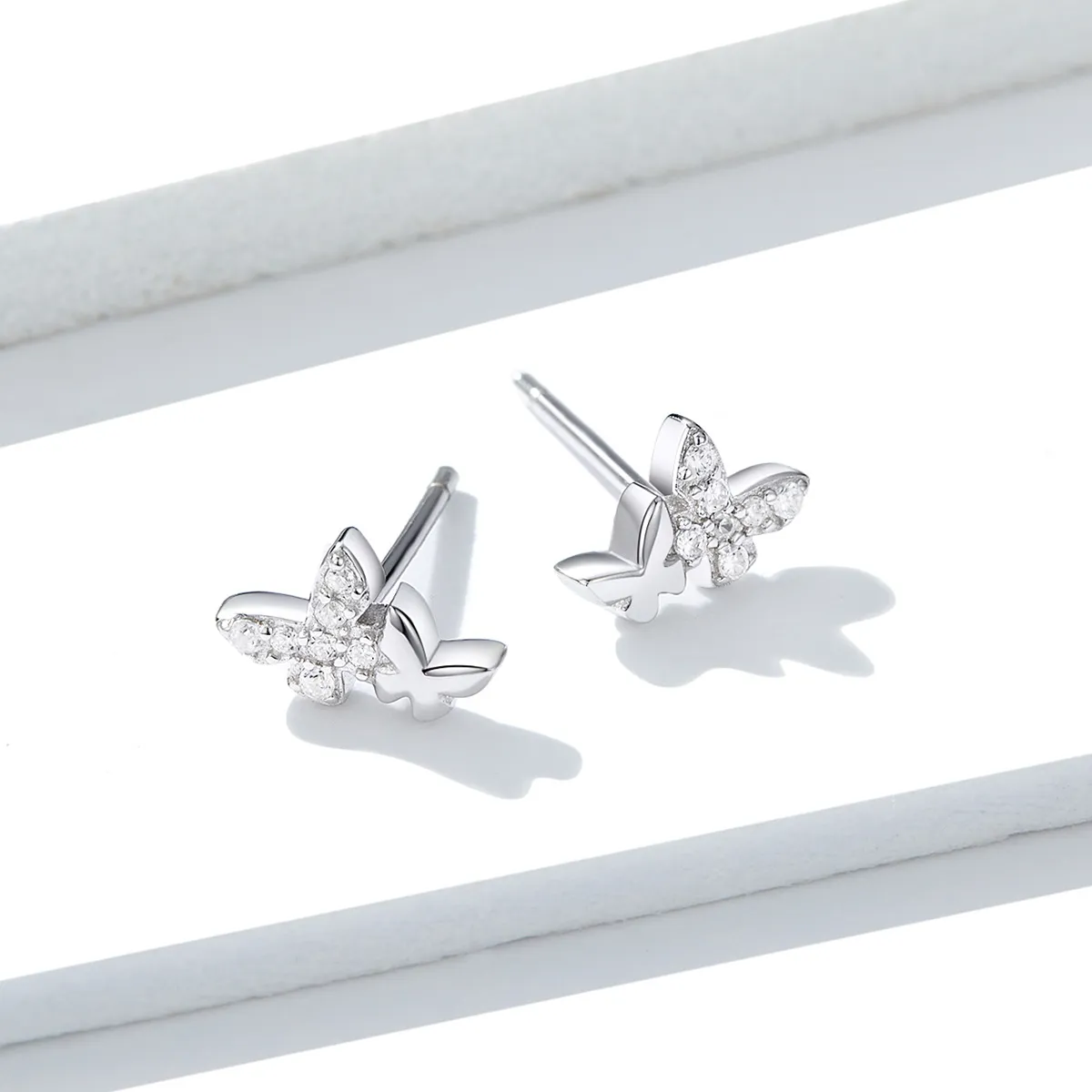 Pandora Style Silver Butterfly Stud Earrings - BSE236