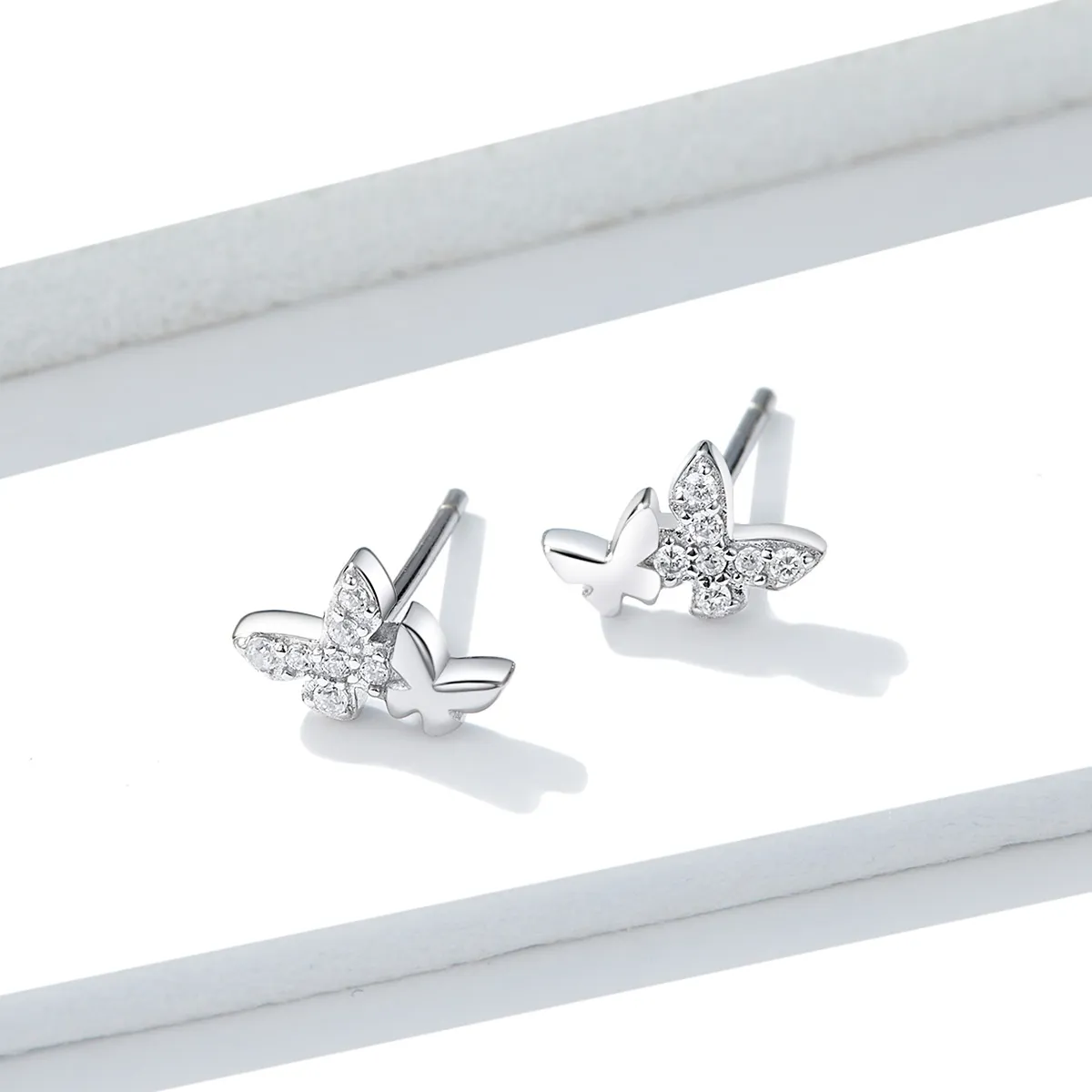 Pandora Style Silver Butterfly Stud Earrings - BSE236